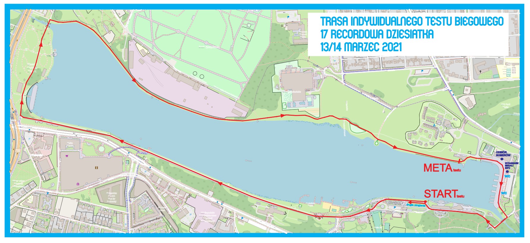 Trasa indywidualnego testu biegowego 17. Recordowa Dziesiątka