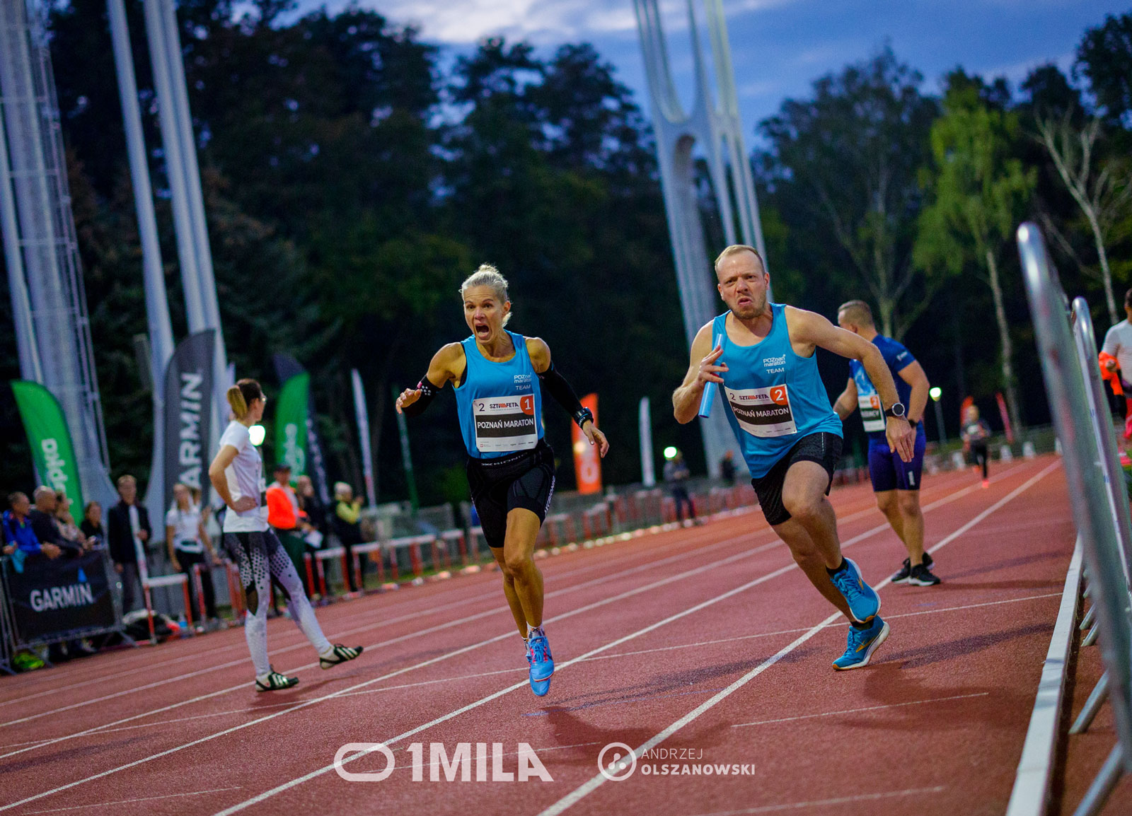 sztafeta Poznań Maratonu w rywalizacji na bieżni lekkoatletycznej Golęcin