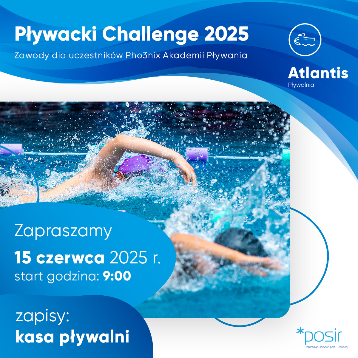 Plakat pływacki challenge 2025 Atlantis